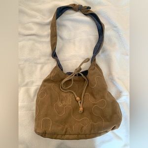 VINTAGE Y2K suede bag with denim style interior
